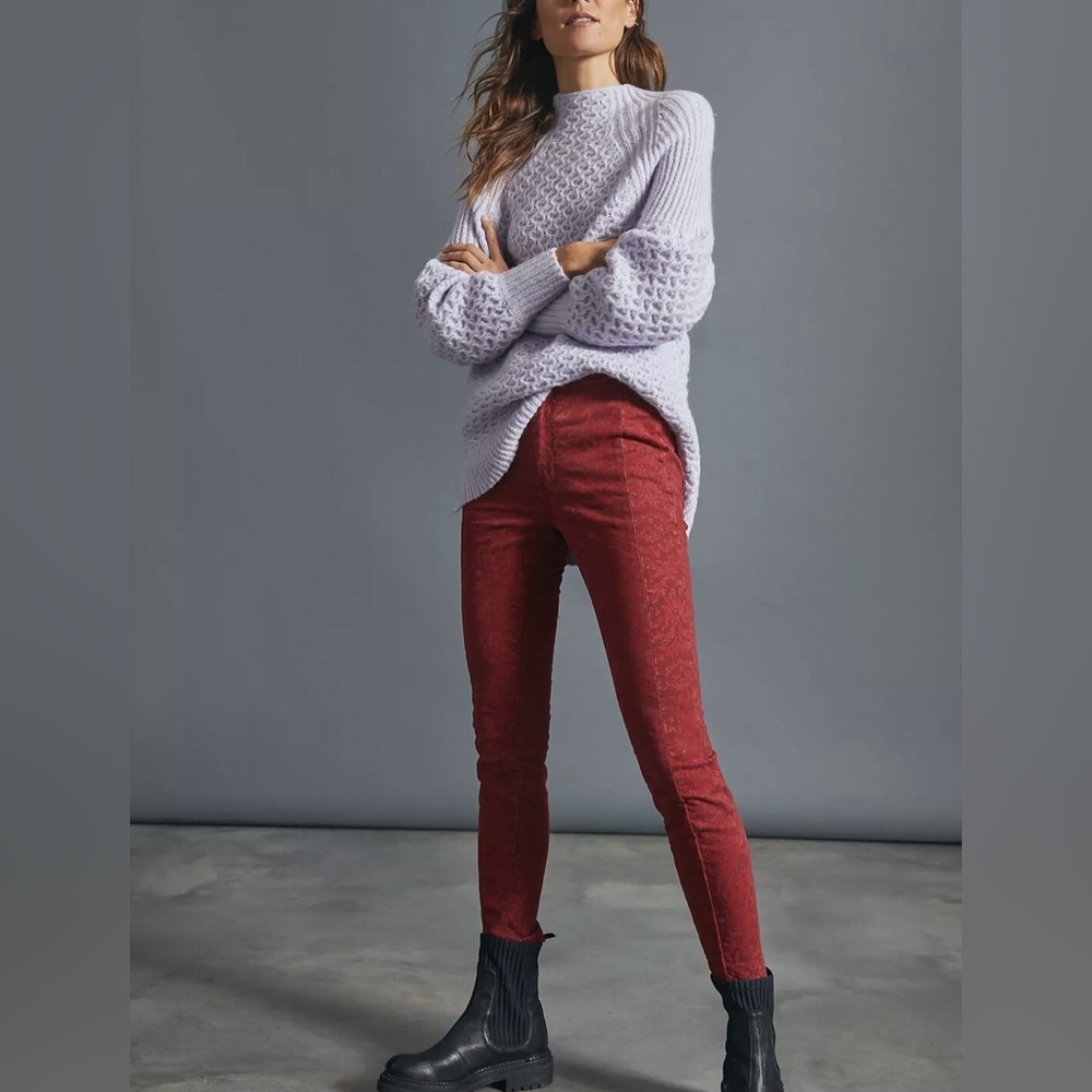 Anthropologie Pilcro Flocked High Rise Skinny Jean Floral design